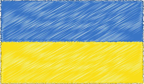 Vector Illustration of Sketch Style Ukraine Flag — Stock Vector