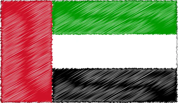Vector Illustration of Sketch Style United Arab Emirates Flag — Stock Vector