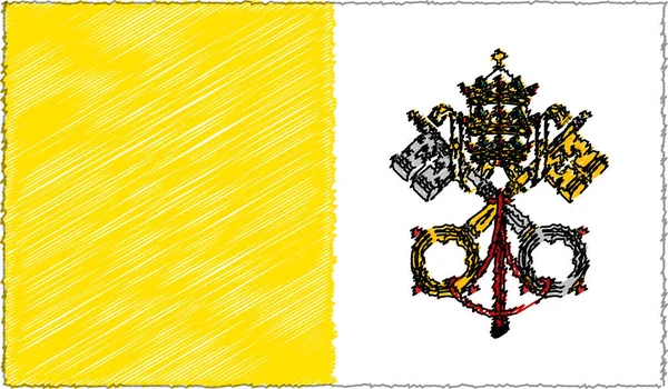 Ilustração vetorial do estilo do esboço Bandeira da Cidade do Vaticano — Vetor de Stock