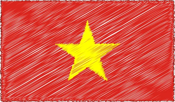 Ilustrasi Vektor dari Gaya Sketch Bendera Vietnam - Stok Vektor