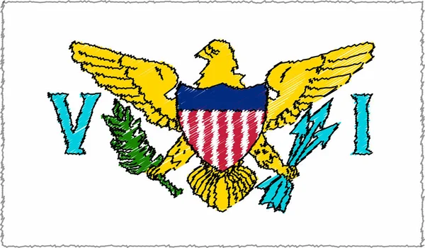 Vector Illustration of Sketch Style Virgin US Islands Flag — Stock Vector