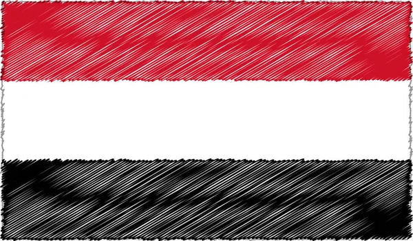 Vector Illustration of Sketch Style Yemen Flag — 스톡 벡터