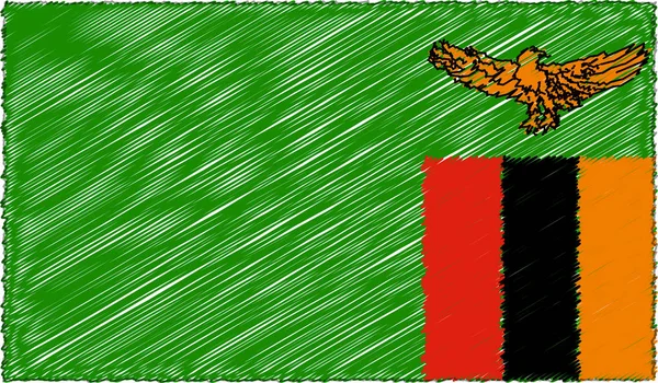 Vektor Illustration av Skiss Style Zambia flagga — Stock vektor