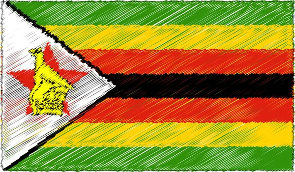 Ilustração vetorial do estilo do esboço Bandeira do Zimbábue —  Vetores de Stock