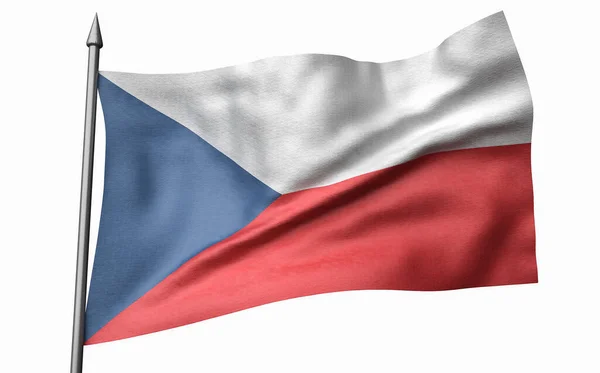 3D 플래 그 폴의 삽화와 체코 공화국 국기 — 스톡 사진