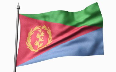 Eritre Bayrağı ile Bayrak Direğinin 3B Görünümü