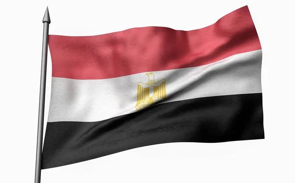 3D Illustratie van vlaggenmast met Egyptische vlag — Stockfoto