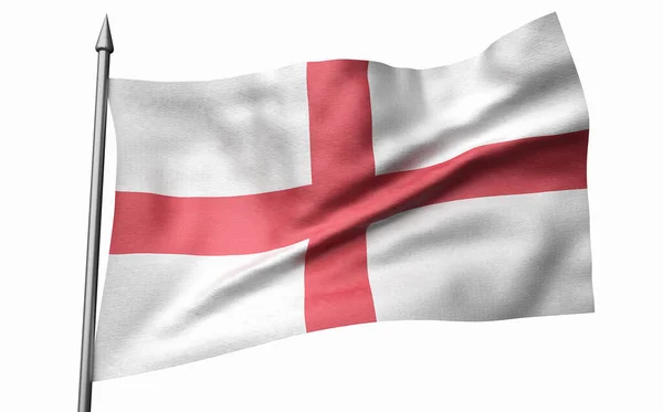 3D-illustration av flaggstång med England flagga — Stockfoto