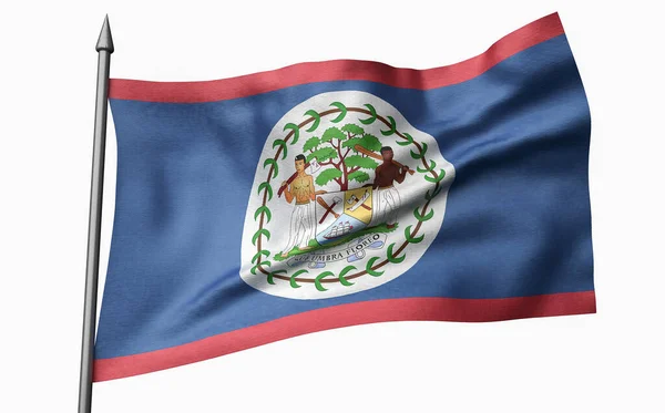 Illustrazione 3D del palo della bandiera con bandiera del Belize — Foto Stock