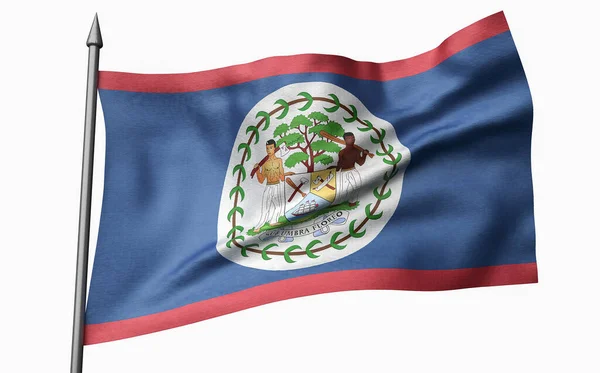 3D Illustration of Flagpole with Belize Flag — Stock Photo, Image