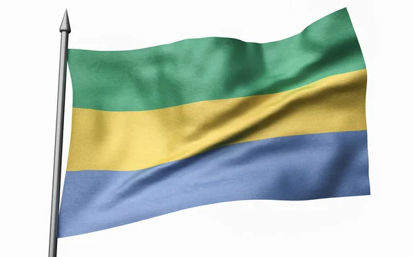 3D Illustratie van Flagpole met Gabon Vlag — Stockfoto