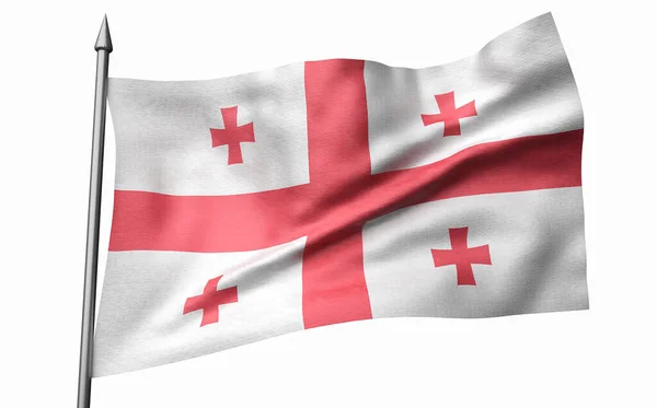 3D Illustratie van Vlaggenmast met Georgia vlag — Stockfoto