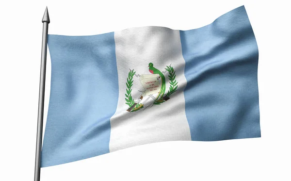 3D-Illustration der Flaggenstange mit Guatemala-Flagge — Stockfoto