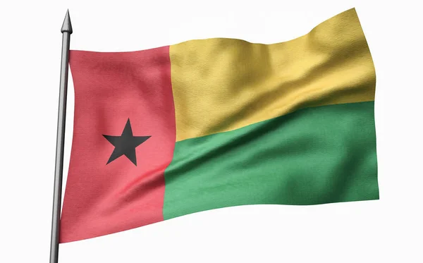 3D zászlórúd illusztráció Bissau-Guinea zászlóval — Stock Fotó