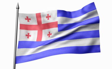 Adjara Bayrağı ile Bayrak Direğinin 3B Görünümü