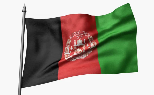 Afganistan Bayrağı ile Bayrak Direğinin 3D Görünümü — Stok fotoğraf