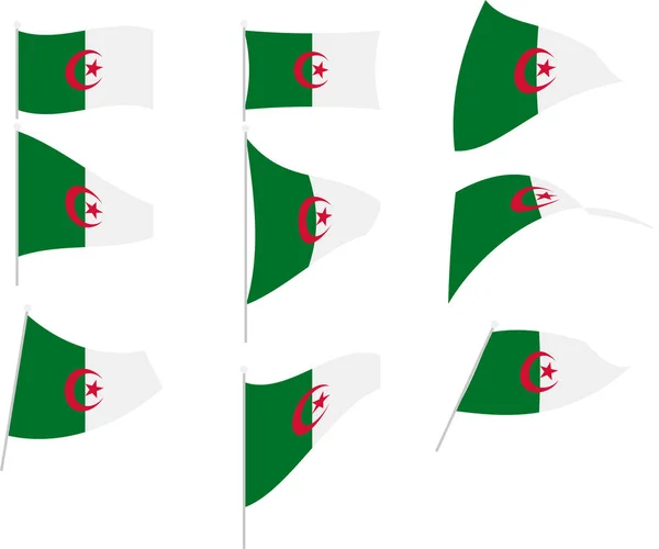 Vector Illustration of Set with Algeria Flag - Stok Vektor