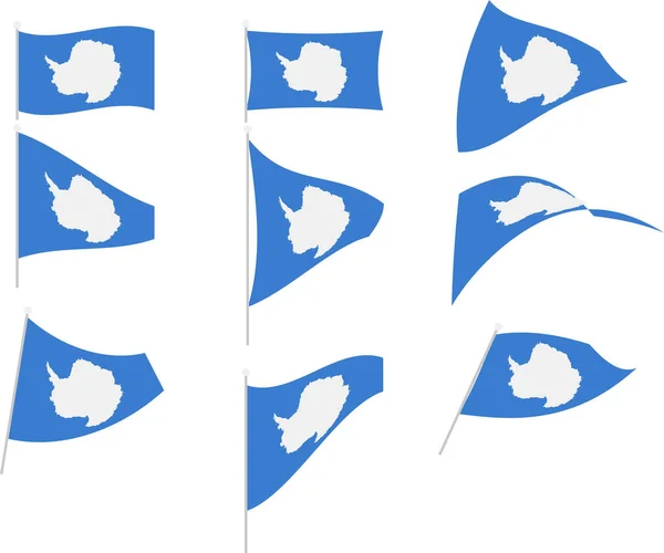Ilustração vetorial do conjunto com bandeira da Antártida — Vetor de Stock