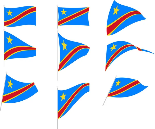 Ilustración vectorial de conjunto con bandera de la República Democrática del Congo — Vector de stock