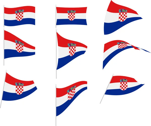 Vector Illustration of Set with Croatia Flag — Stock Vector