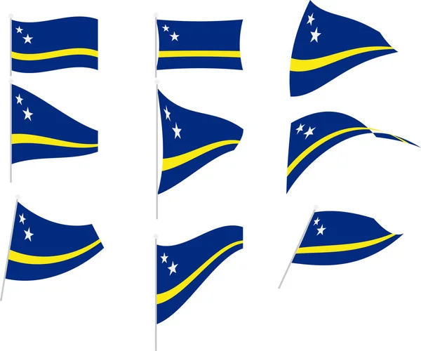 Ilustração vetorial do conjunto com bandeira de curaçao — Vetor de Stock