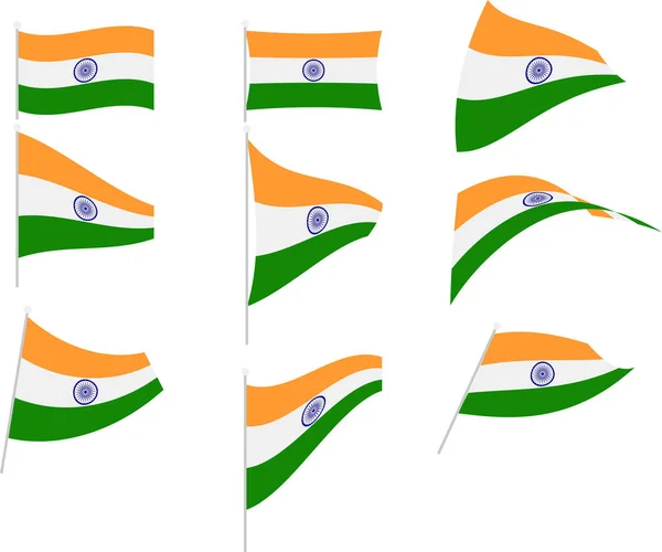 Vektorillustration des Satzes mit Indien-Flagge — Stockvektor