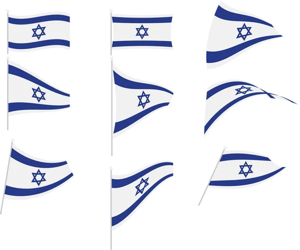 イスラエル国旗セットのベクトルイラスト — ストックベクタ