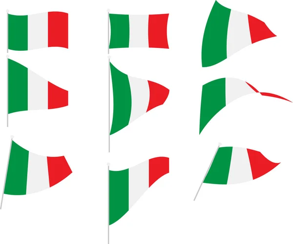 İtalya Bayrağı İle Setin Vektör İllüstrasyonu — Stok Vektör
