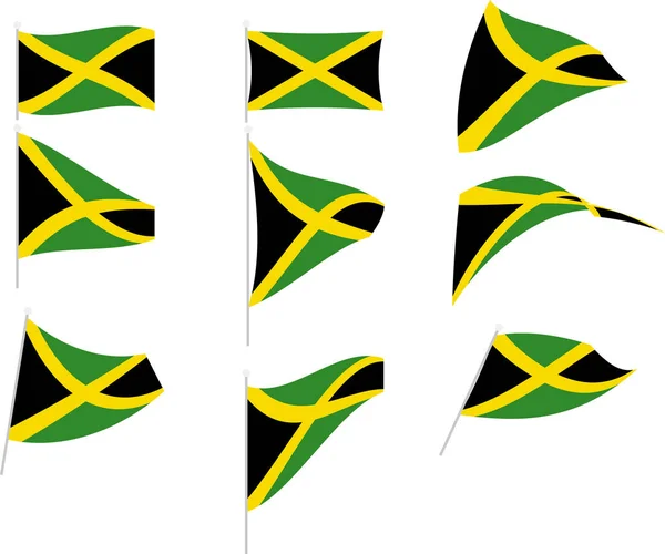 Ilustración vectorial de conjunto con bandera de Jamaica — Vector de stock