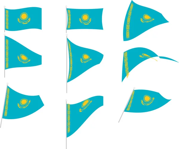 Vector Illustration of Set with Kazakhstan Flag — Stock Vector