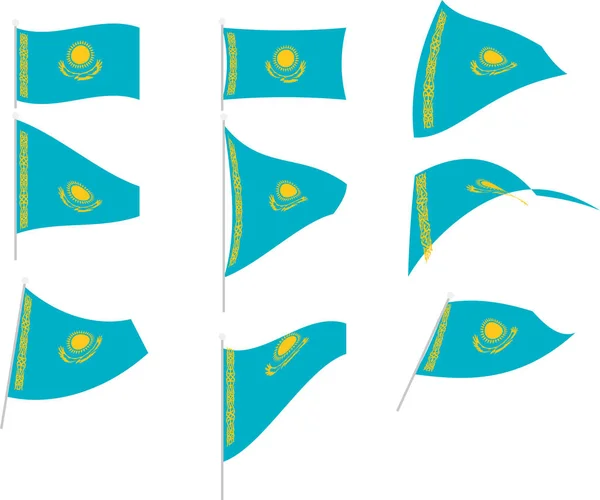 Vektor Illustration av Set med Kazakstan flagga — Stock vektor