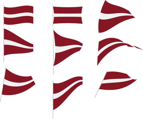 ラトビア国旗セットのベクトルイラスト — ストックベクタ