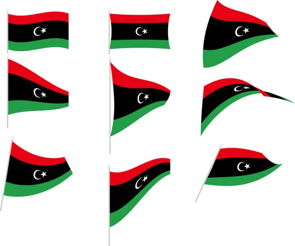 Εικονογράφηση διάνυσμα του σετ με τη σημαία της Λιβύης — Διανυσματικό Αρχείο