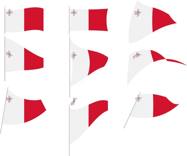 Векторная иллюстрация набора с флагом Мальты — стоковый вектор