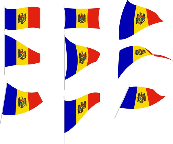Moldova Bayrağıyla Setin Vektör İllüstrasyonu — Stok Vektör