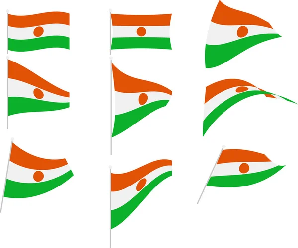 Vector Illustratie van Set met Niger Vlag — Stockvector