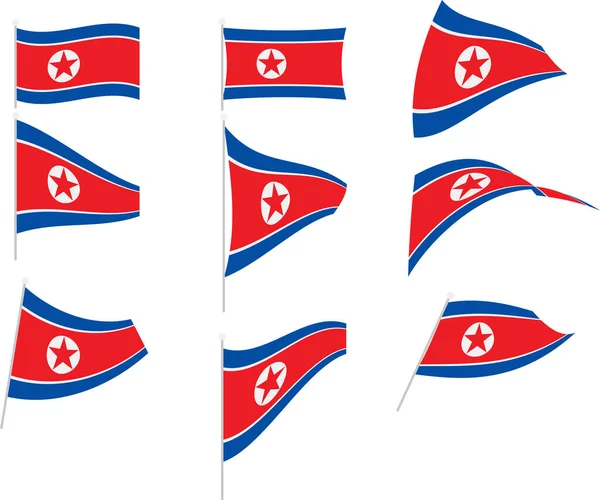 Vector Illustratie van Set met Noord Korea Vlag — Stockvector