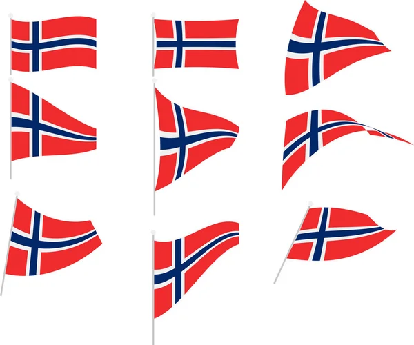 Vektorillustration des Satzes mit Norwegen-Flagge — Stockvektor