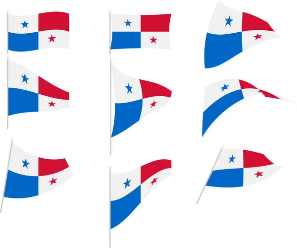Illustrazione vettoriale del set con bandiera panamense — Vettoriale Stock