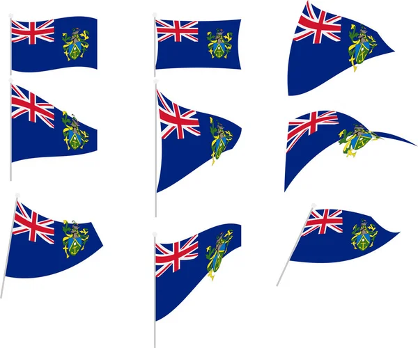 ピトケアン・ヘンダーソン・デュシーとオエノ諸島旗のセットのベクトルイラスト — ストックベクタ
