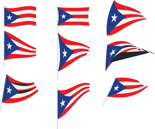 带有波多黎各国旗的集合的矢量说明 — 图库矢量图片