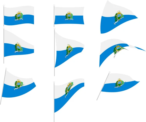 Ilustración vectorial de conjunto con bandera de San Marino — Vector de stock