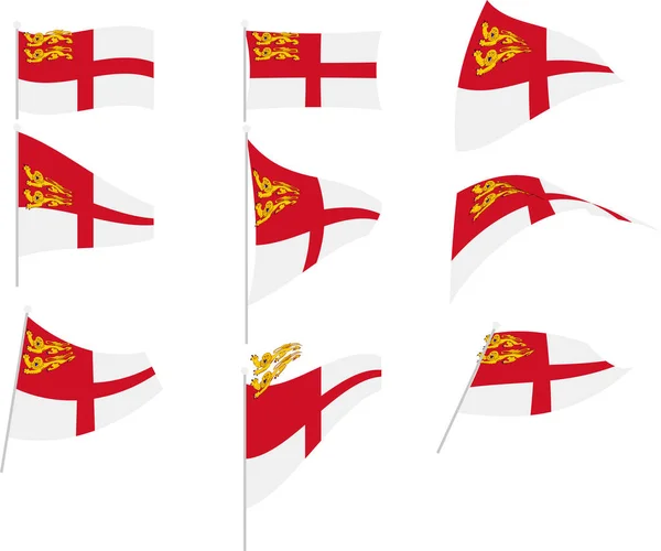 Vector Illustratie van Set met Sark Vlag — Stockvector