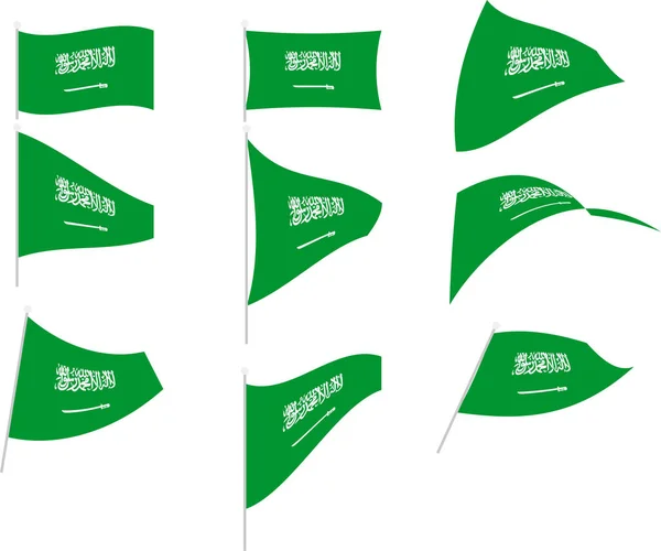 Vector Illustration of Set with Saudi Arabia Flag - Stok Vektor