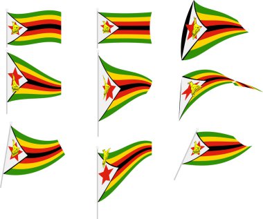 Zimbabwe Bayrağı ile Set 'in Vektör İllüstrasyonu