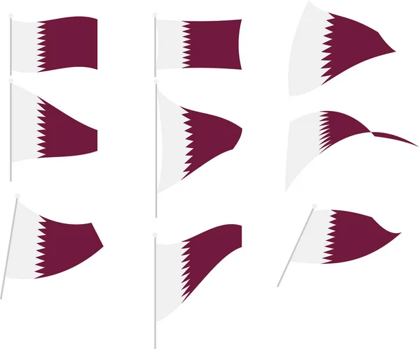 Vector Illustratie van Set met Qatar Vlag — Stockvector