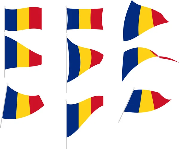Vector Illustratie van Set met Roemenië Vlag — Stockvector
