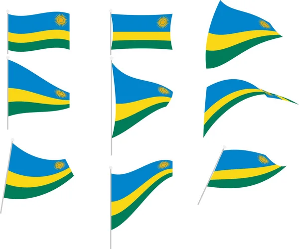 Vector Illustration of Set with Rwanda Flag - Stok Vektor