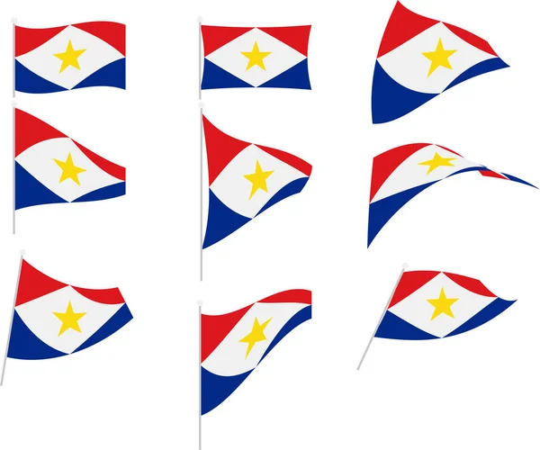 Ilustración vectorial de conjunto con bandera de Saba — Archivo Imágenes Vectoriales