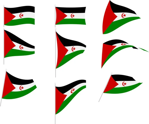 Vector Illustration of Set with Sahrawi Arab Democratic Republic Flag — стоковий вектор